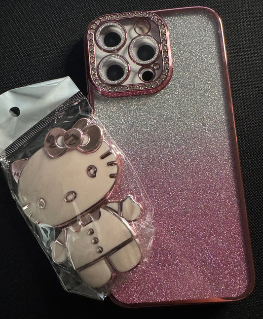 Rhinestone makeup mirror case IPhone 15 pro max