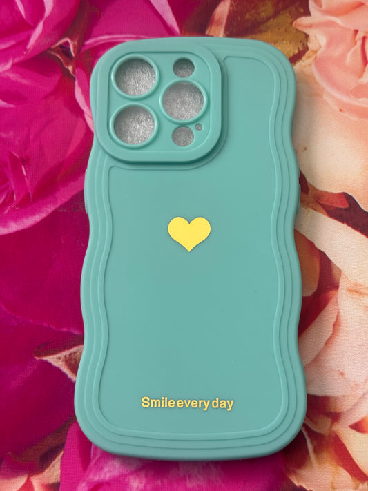 Gold Heart Teal IPhone 15pro